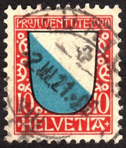 1920, Switzerland 10+5c, Used, Sc B16