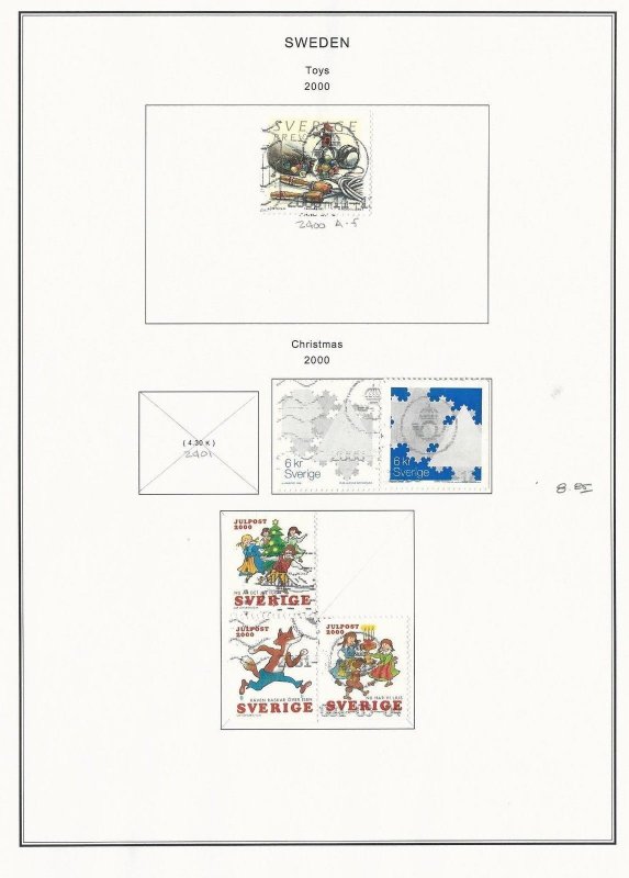 Sweden Collection 2000 to 2003 on 12 Album Pages, All Used