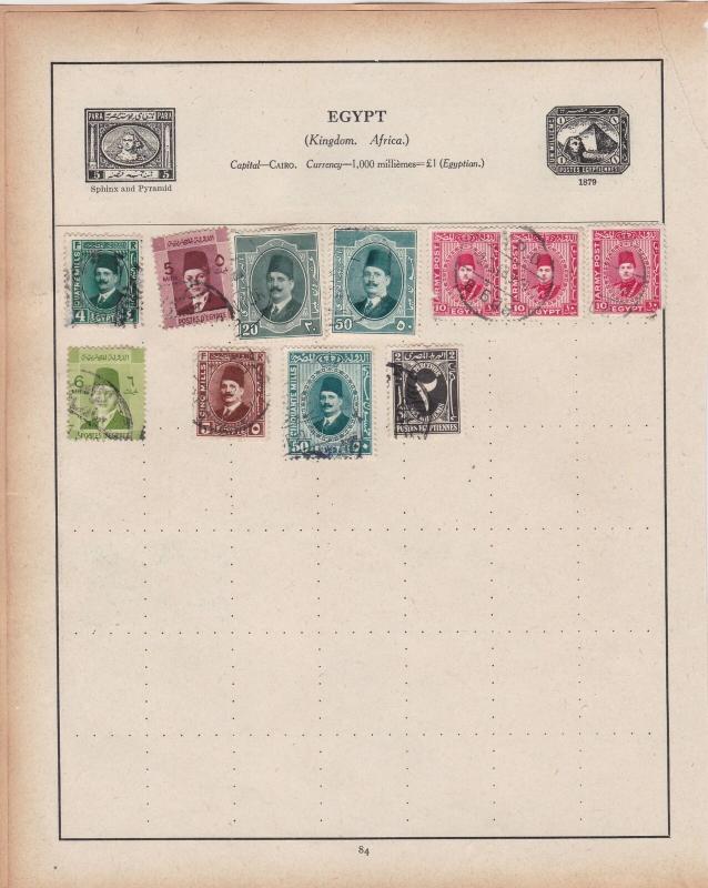 Egypt Stamps on Album Page ref R18940