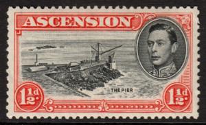 Ascension KGVI 1938 1.5d Black Vermilion SG40b Mint Hinged