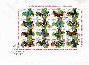 Guyana 1992 Sc 2604 RED overprint sheet of 16 FDC