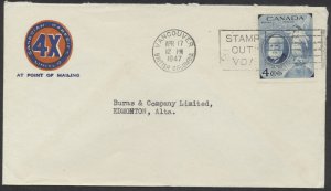 1947 Canadian Bakeries Cover Vancouver BC Stamp Out VD Slogan #274 Bell