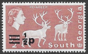 South Georgia Scott 17 MNH 1/2p on 1/2d dull red Reindeer issue of 1971