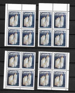 CANADA-1972,Sc#607pi,MNH,  MATCHED SET OF FOUR. CHRISTMAS CANDLES. TAGGED.