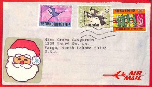 aa3561  - VIETNAM -  Postal History - AIRMAIL  COVER to the USA  - birds DEER