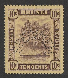 BRUNEI 1924 View 10c, wmk Script, SPECIMEN. MNH **.