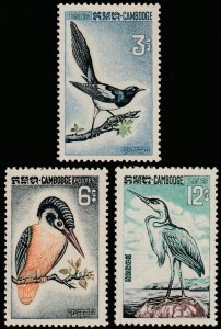 ✔️ CAMBODIA 1964 - BIRDS - Sc. 132/134 Mi. 166/168 MNH ** [1KHP166]