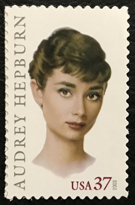 2003 Audrey Hepburn Single 37c Postage Stamp, Sc# 3786, MNH, OG
