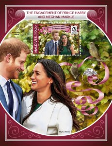 Maldives Royalty Stamps 2018 MNH Prince Harry & Meghan Royal Engagement 1v S/S