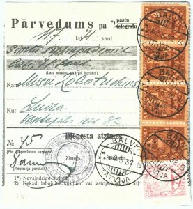 69000 - LATVIA - POSTAL HISTORY - MONEY ORDER: Balvi 1932-