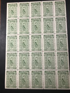 BRITISH COLUMBIA  # L23-MNH-FULL PANE OF 25-LAW STAMP--MAJOR PLATE FLAW-1912-16