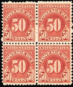 J86, Mint NH 50¢ - Postage Due Block of Four SCV $80.00 - Stuart Katz