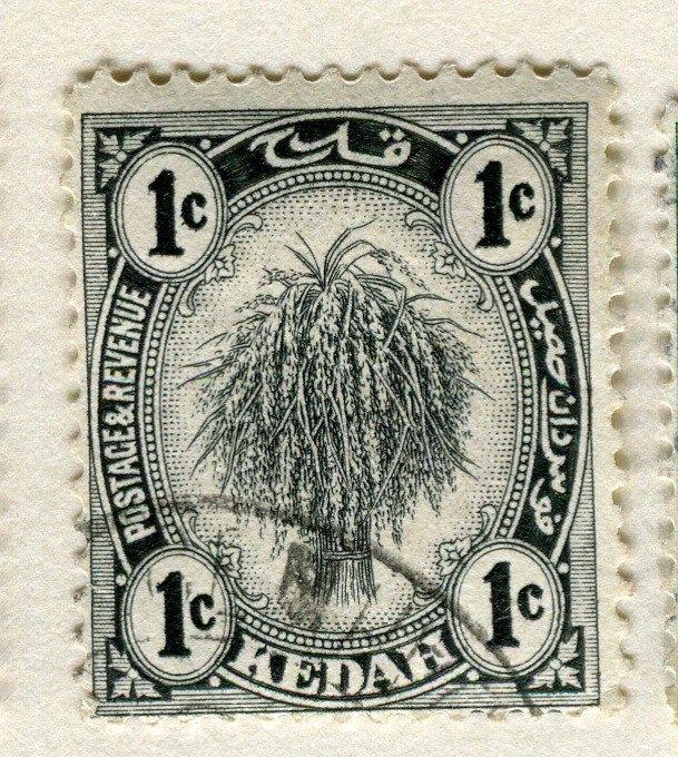 MALAYA KEDAH;  1921 early Rice sheaf issue fine used 1c. value