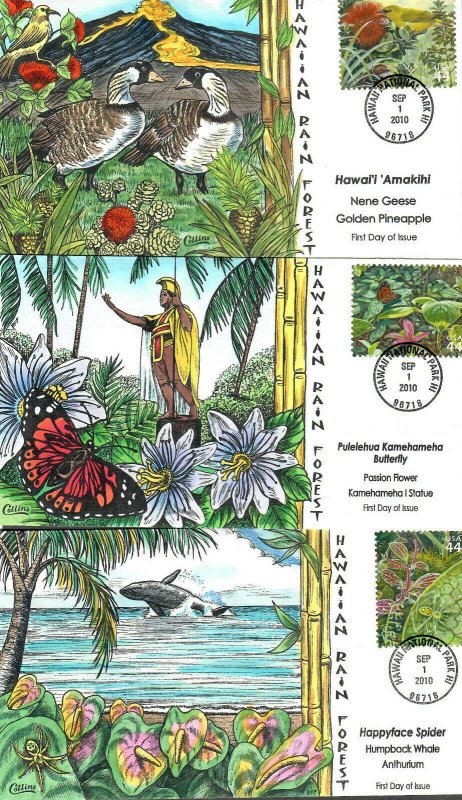 US Collins FDC Sc#4474 Hawaiian Rain Forest Set Of 10