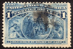 1893, US 1c, Columbus in Sight of Land, Used, Sc 230