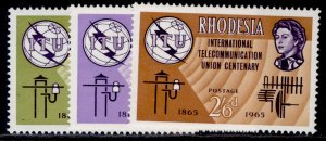 RHODESIA QEII SG351-353, 1965 ITU set, NH MINT.