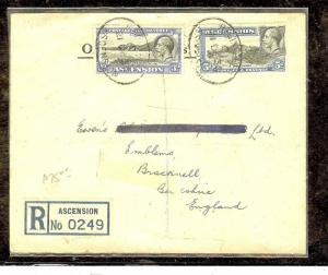 ASCENSION (P2804B) JAN 1937 KGV3D+5D REG TO ENGLAND, NAME EXCISED