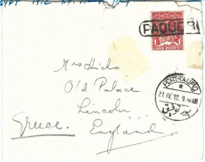 71113 - POSTAL HISTORY -  GB stamp on COVER  from EGYPT: Paquebot 1912