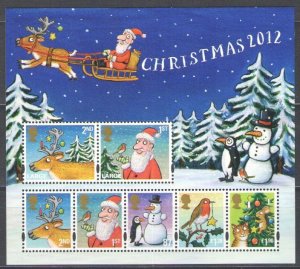 Great Britain United Kingdom 2012 Christmas set of 7 classic stamps in block MNH