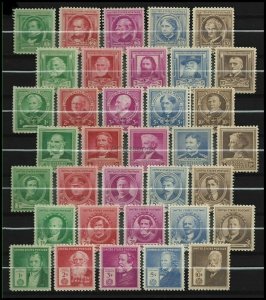 US #859-893 1940 US Famous American Issues, (35), MNH, (2)