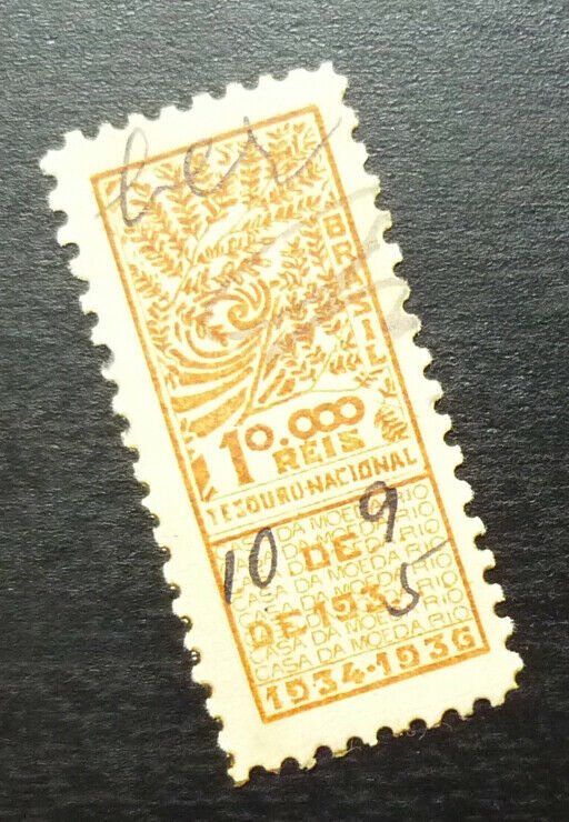 Brazil Brasil Revenue Stamp 10000 Reis - 1936 B11