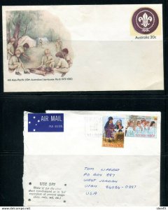 Australia 1980/1986 Postal Stationary Cover Unused+Cover To USA 12135