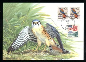 US 2476 1c American Kestrel - Flora & Fauna UA Unicover Maximum card