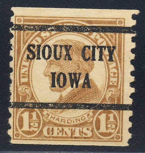 Sioux City IA, 598-43 Bureau Precancel, 1½¢ coil Harding