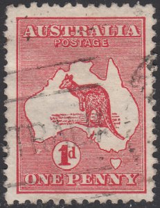 Australia 1913 used Sc #2 1p Kangaroo and Map Die I Variety
