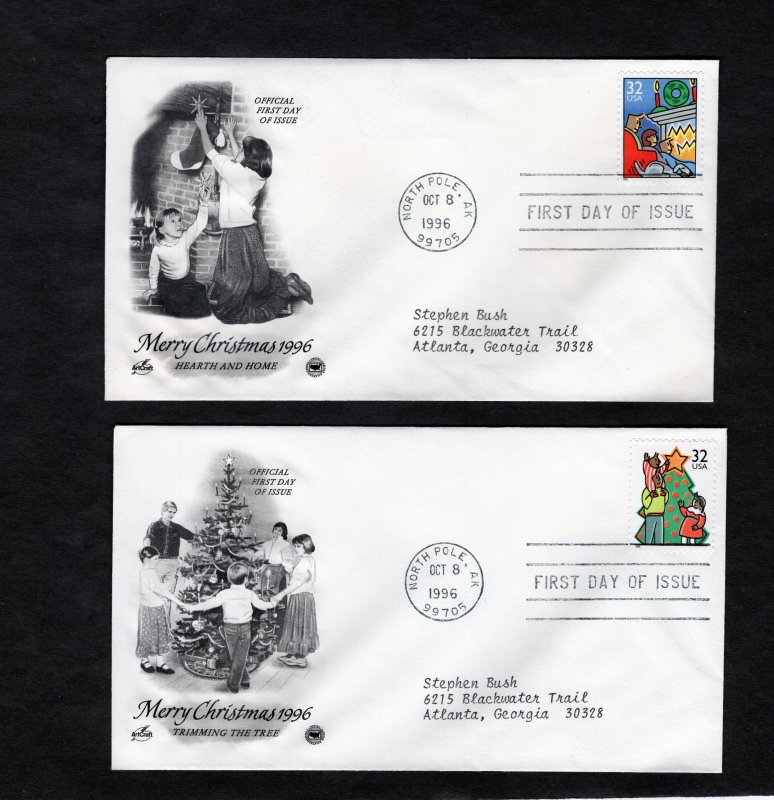 3108-3111 Christmas, set/4 FDC ArtCraft/PCS addressed