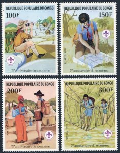 Congo PR 631-634,MNH.Michel 859-862. Scouting Year 1982.Crossing rope bridge.