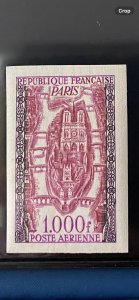 FRANCE 1950 Airmail No 29 not issued, color essay, imperf, MNH, RARE, Superb