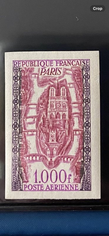 FRANCE 1950 Airmail No 29 not issued, color essay, imperf, MNH, RARE, Superb