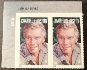 US# 4892 Charlton Heston Pair w/plate # forever 2014 Mint NH