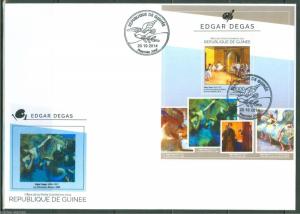 GUINEA 2014 EDGAR DEGAS   PAINTINGS SOUVENIR SHEET FIRST DAY COVER