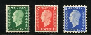 FRANCE SCOTT#504 FOOTNOTE, MAURY#701A/C FREE FRANCE UNISSUED SET  MINT NH 