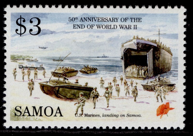 SAMOA QEII SG964, $3 American marines, NH MINT.