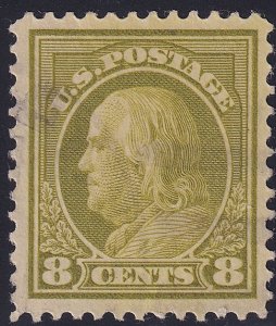 US Scott #414, Used, VF/XF Centering, Very Light Cancel, SCV $12.50