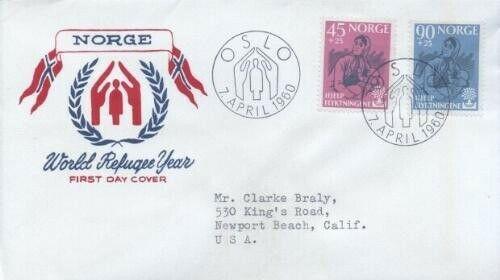 NORWAY 442/443 WORLD REFUGEE YEAR FDC 1960