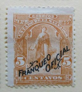 A6P38F199 Salvador Official Stamp 1899 Blue Optd 5cmh*-