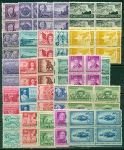 25 DIFFERENT SPECIFIC 3-CENT BLOCKS OF 4, MINT, OG, NH, GREAT PRICE! (15)