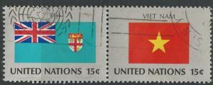 UN-NY # 327-328  Flags of Fiji & Viet Nam  Se-tenant pair   (1) VF Used