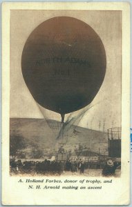 71709 - USA - Postal History - BALLOON POSTCARD The NORTH ADAM 1 sent 16.08.1908