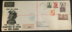 1952 Port Moresby Papua New Guinea First Day Cover To St George Bermuda