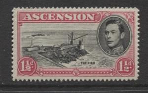 ASCENSION- Scott 42A - The Pier -1949 - MNH - Single 1.1/2d Stamp