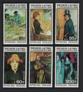 Togo 75th Death Anniversary of Toulouse-Lautrec painter 6v SG#1158-1163