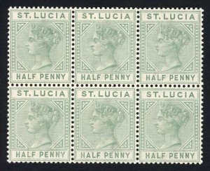 St Lucia SG31 1/2d Dull Green Die 1 (5 x U/M) Cat 108+++ pounds