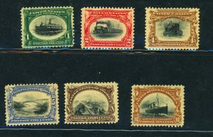 U.S. #294-99 MINT F-VF OG 294-7 NH, 297 GUM DIST 298 HR, 299 SM HR CREASE Cat...