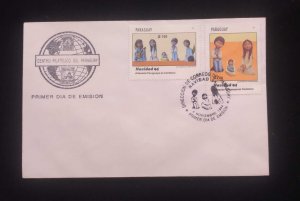 C) 1994. PARAGUAY. FDC. GLOBE. DOUBLE CHRISTMAS STAMPS OF PARAGUAYAN CRAFTSMANSH