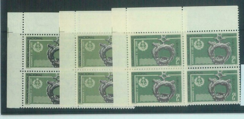 88744 - URUGUAY -  STAMPS - CIARDI # 770  stamp BLOCKS in 3 different colours!